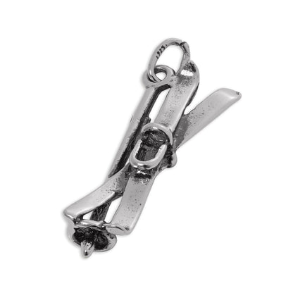 Sterling Silver Crossed Skis & Pole Charm