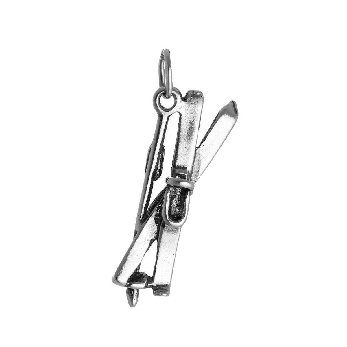 Sterling Silver Crossed Skis & Pole Charm