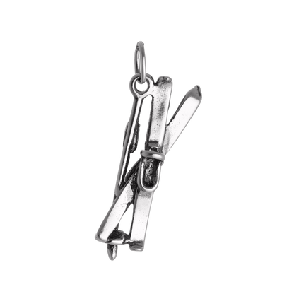 Sterling Silver Crossed Skis & Pole Charm