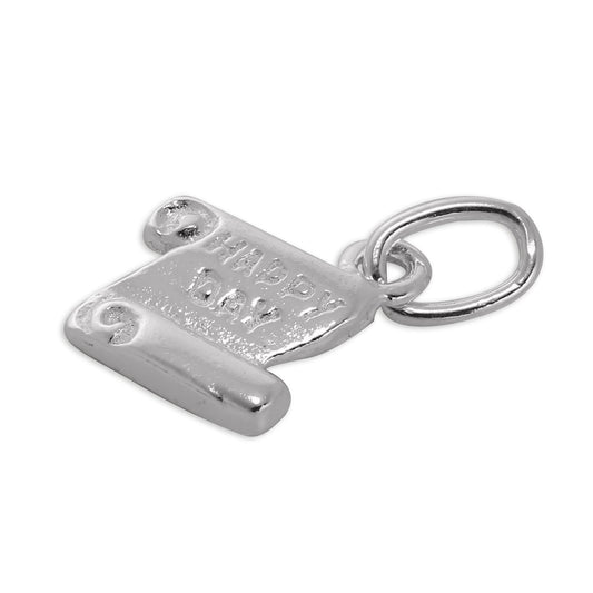 Tiny Sterling Silver Happy Day Scroll Charm