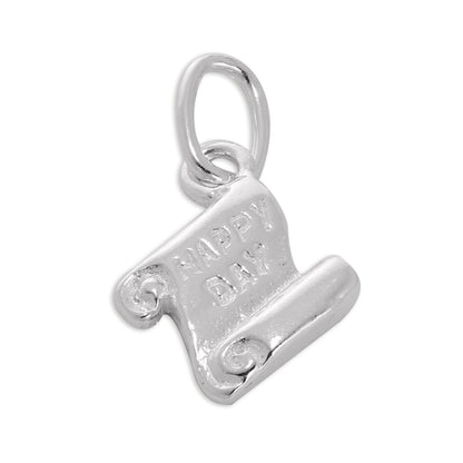 Tiny Sterling Silver Happy Day Scroll Charm