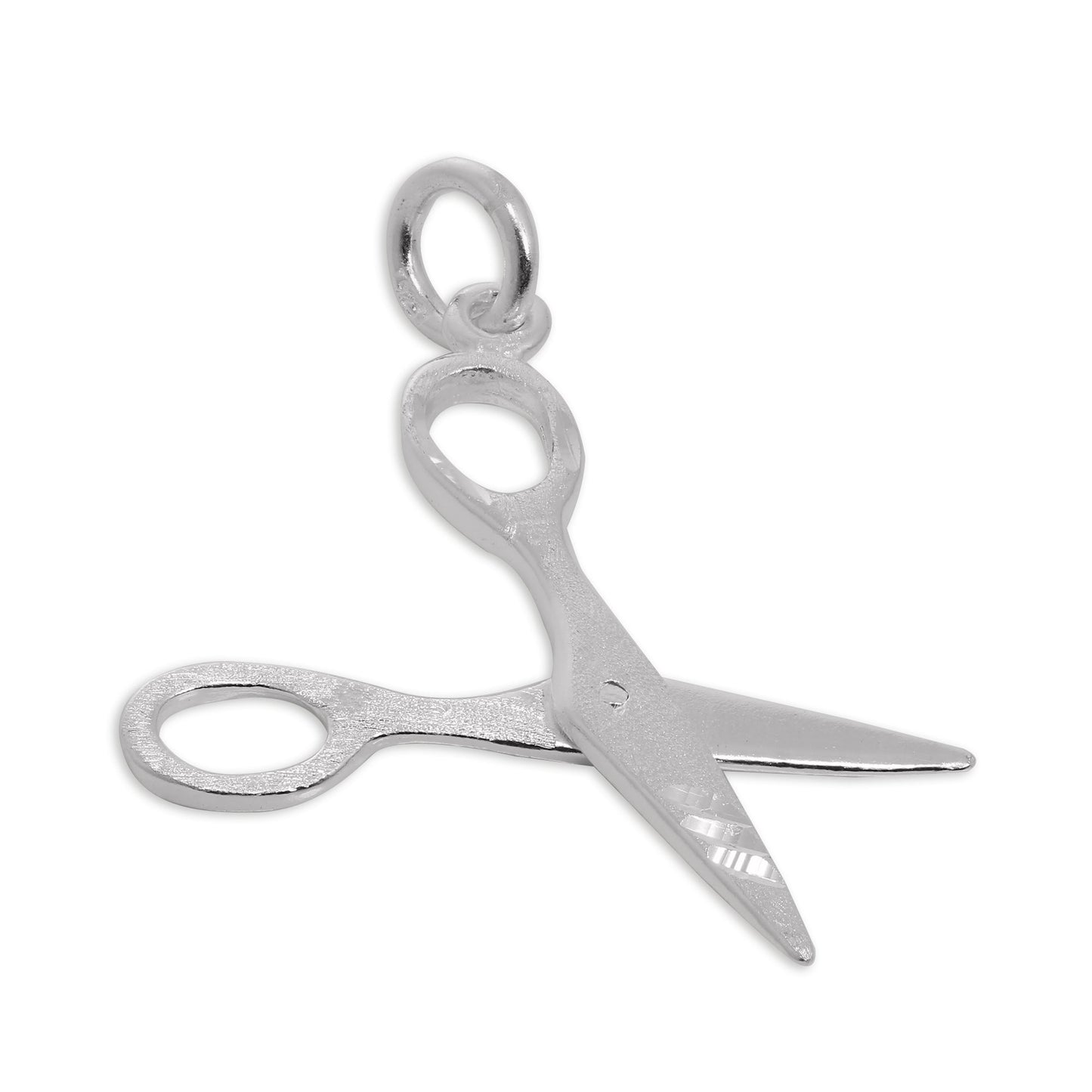 Brushed Sterling Silver Pair of Scissors Charm