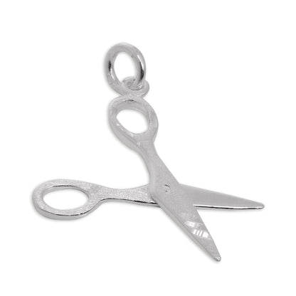 Brushed Sterling Silver Pair of Scissors Charm