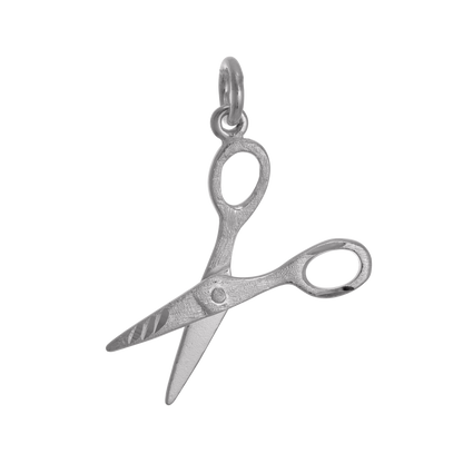 Brushed Sterling Silver Pair of Scissors Charm