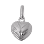 Sterling Silver Diamond Cut Puffed Heart Charm