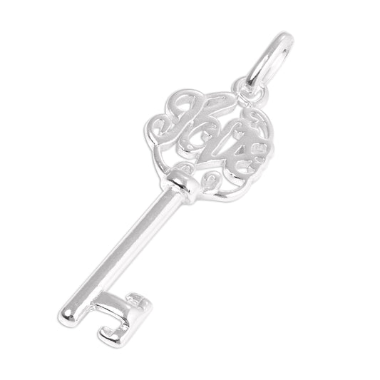 Large Sterling Silver Love Heart Key Charm