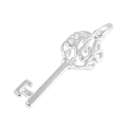 Large Sterling Silver Love Heart Key Charm