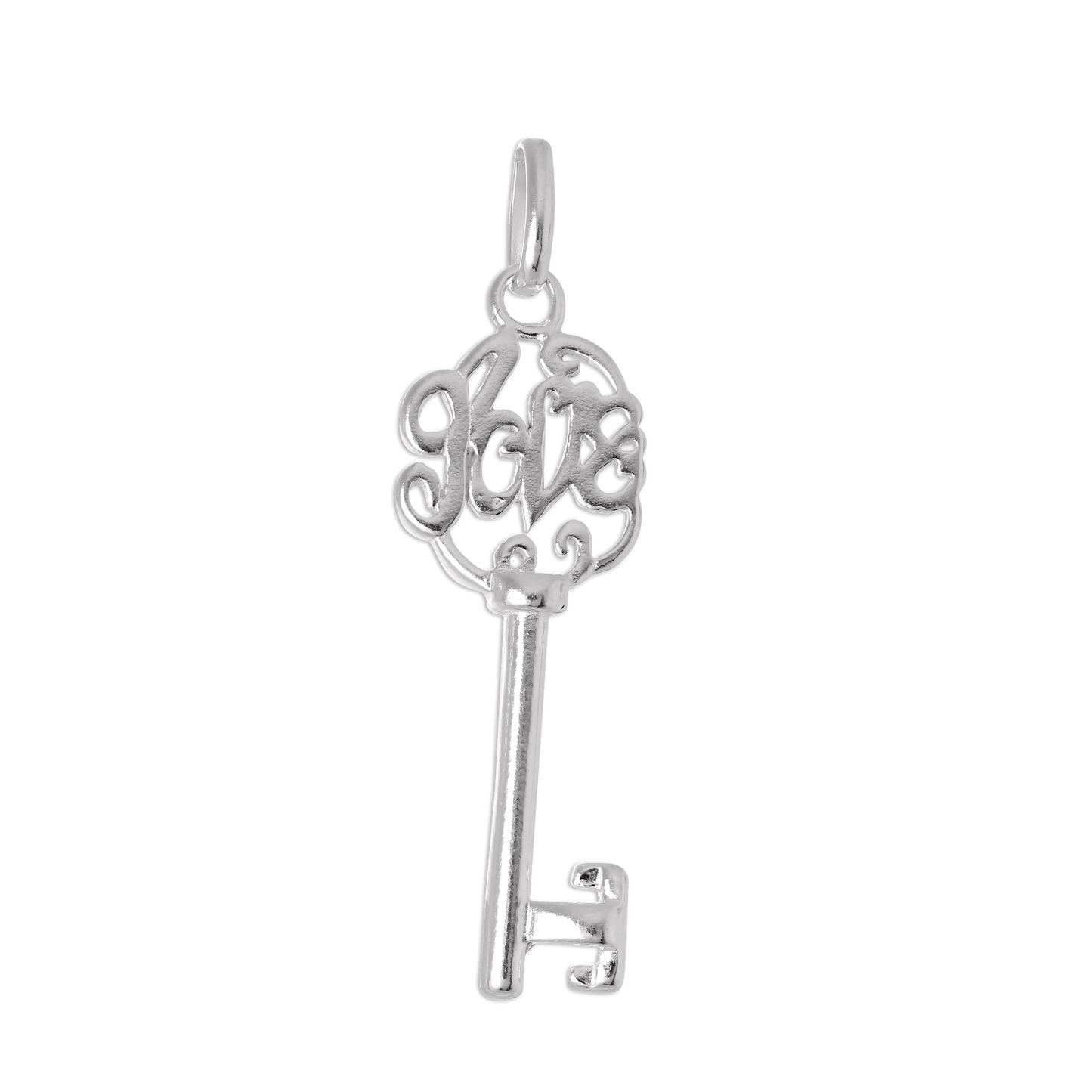 Large Sterling Silver Love Heart Key Charm
