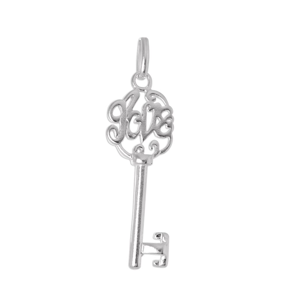 Large Sterling Silver Love Heart Key Charm