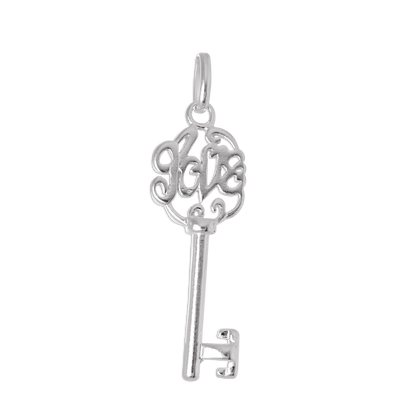 Large Sterling Silver Love Heart Key Charm