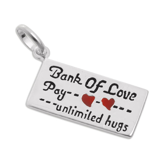 Sterling Silver & Enamel Bank of Love Cheque Charm