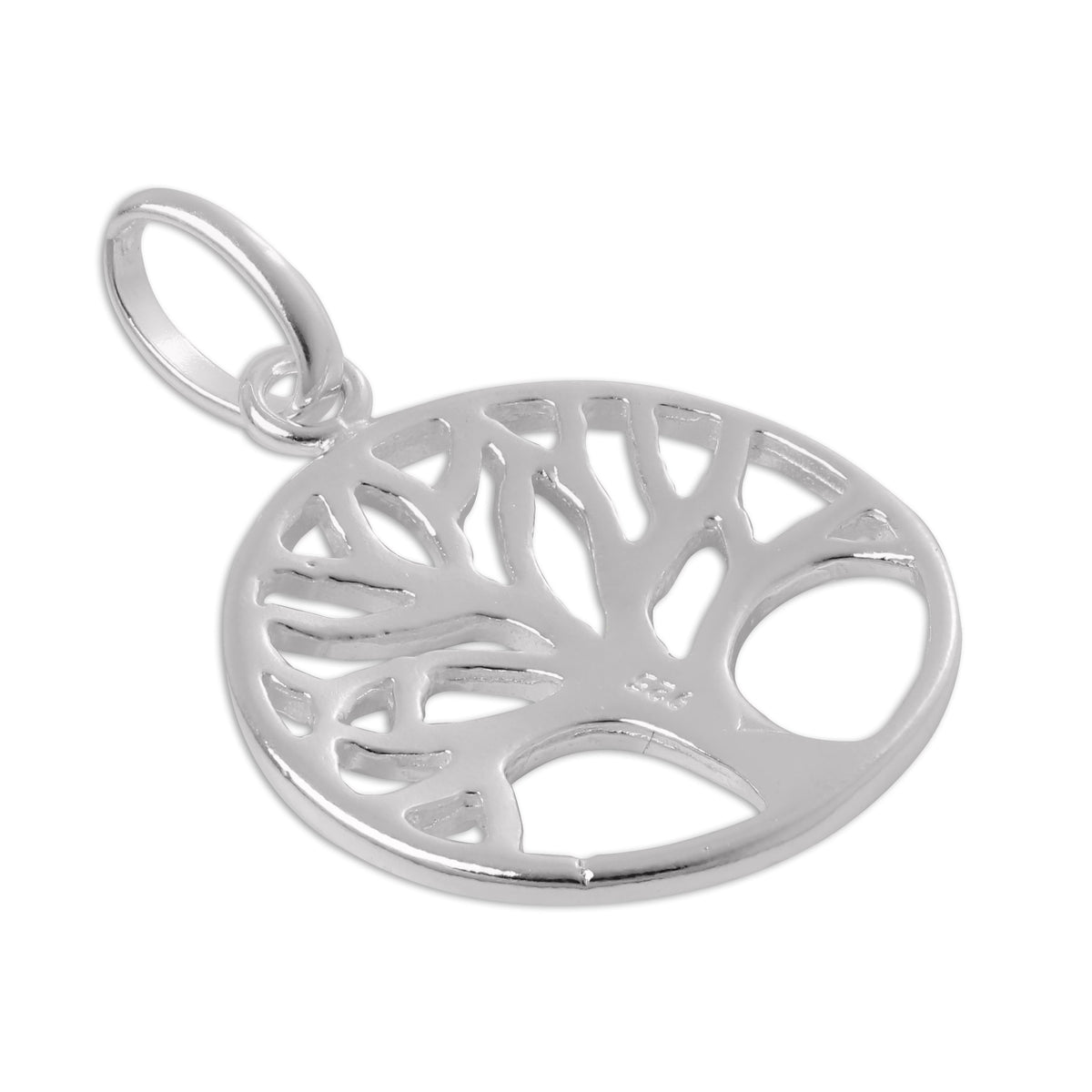 Sterling Silver Filigree Tree Disc Charm