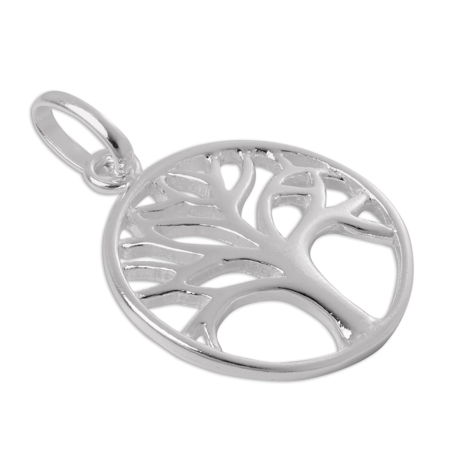 Sterling Silver Filigree Tree Disc Charm