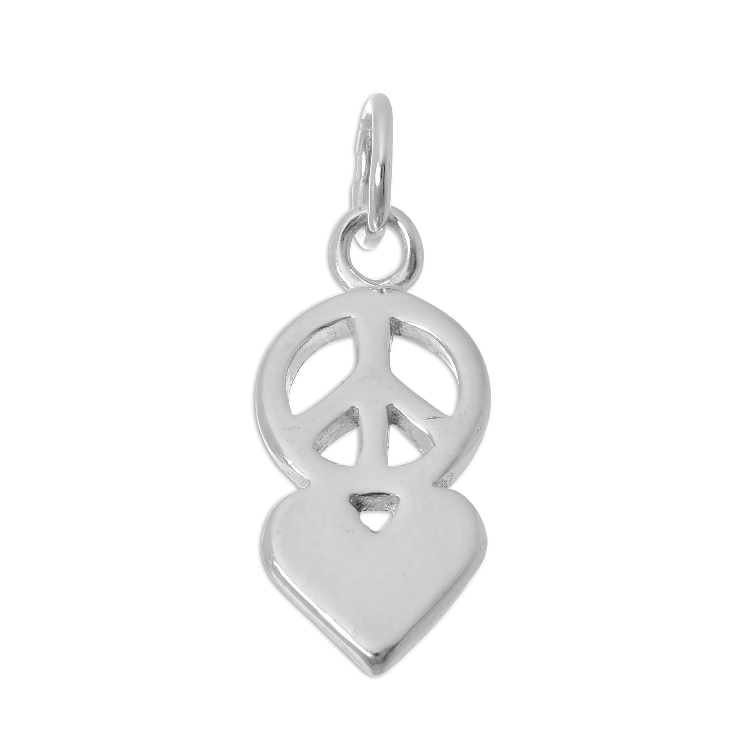 Sterling Silver Peace Symbol & Heart Charm