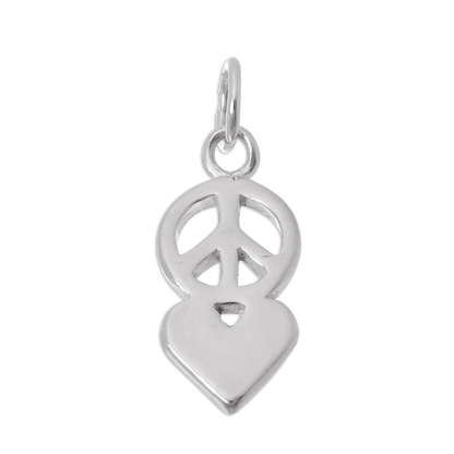 Sterling Silver Peace Symbol & Heart Charm