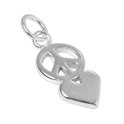 Sterling Silver Peace Symbol & Heart Charm