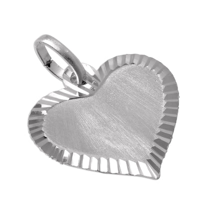 Large Edged Sterling Silver Heart Pendant