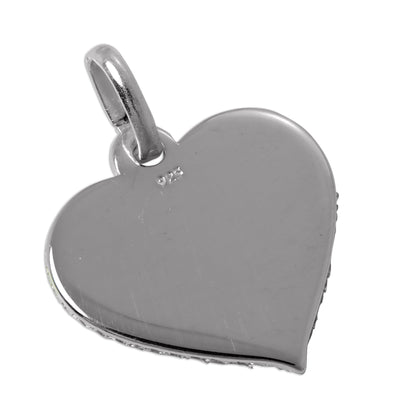 Large Edged Sterling Silver Heart Pendant
