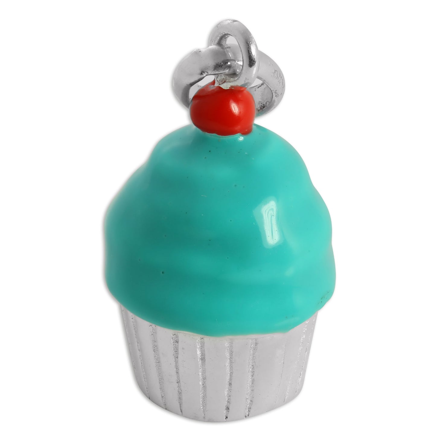 Large Sterling Silver & Enamel Cup Cake Charm