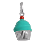 Large Sterling Silver & Enamel Cup Cake Charm