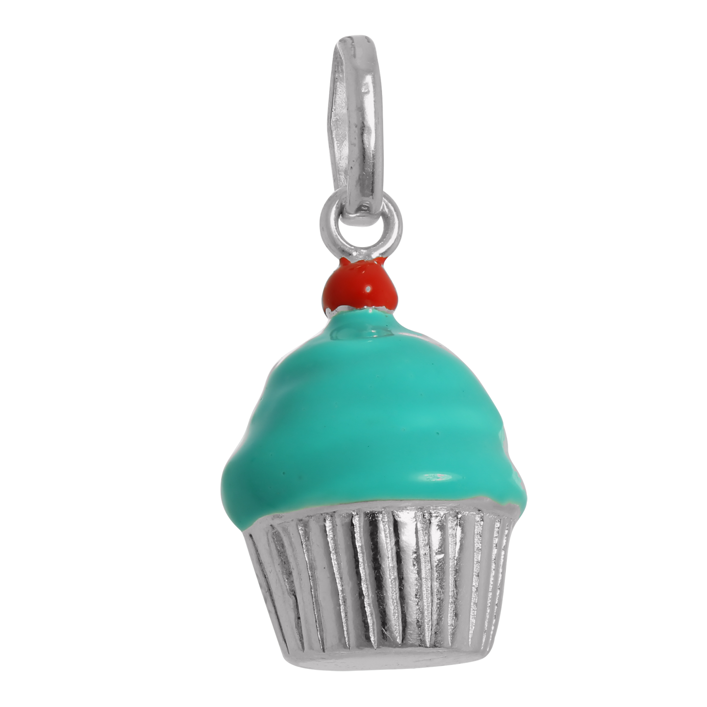 Large Sterling Silver & Enamel Cup Cake Charm