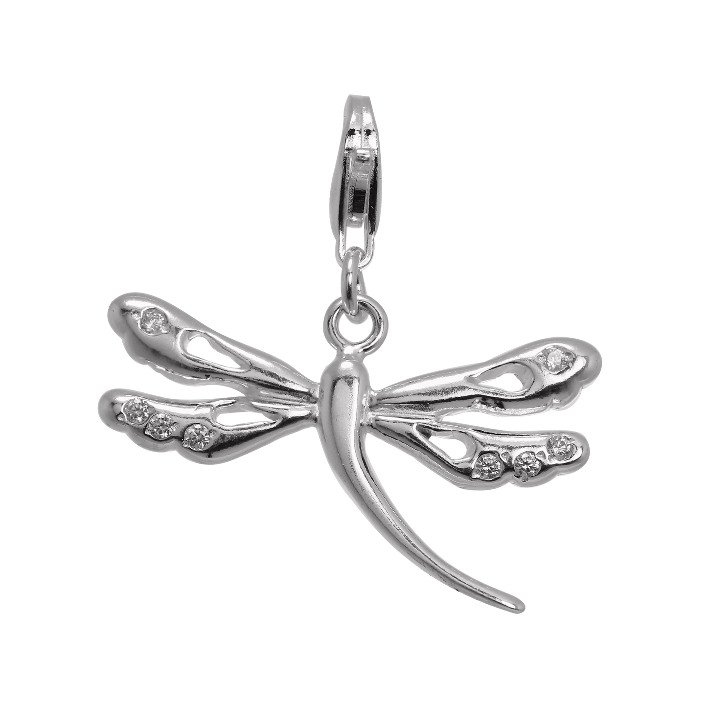 Large Sterling Silver Dragonfly Clip on Charm