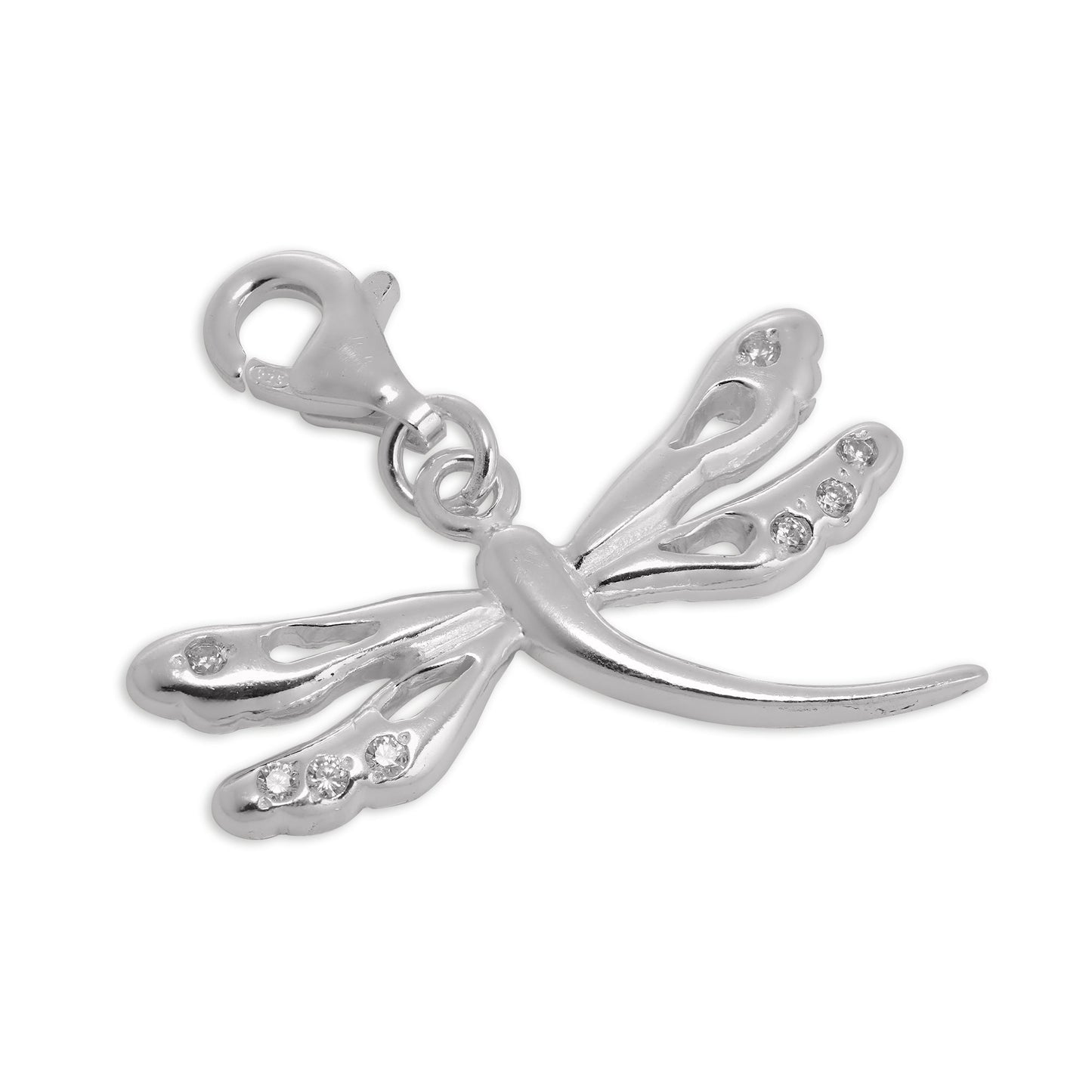 Large Sterling Silver Dragonfly Clip on Charm