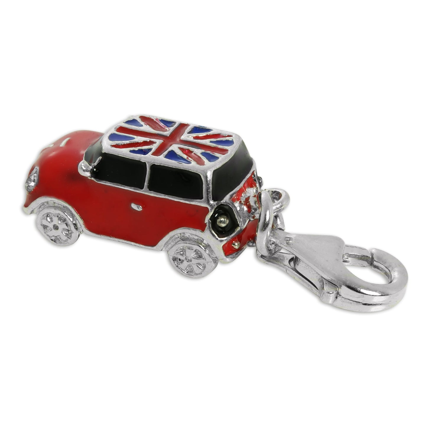 Sterling Silver & Enamel Mini Car Clip on Charm