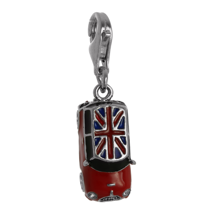 Sterling Silver & Enamel Mini Car Clip on Charm