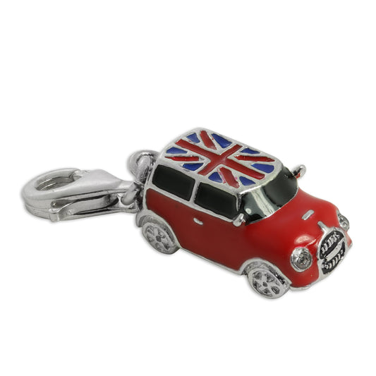 Sterling Silver & Enamel Mini Car Clip on Charm