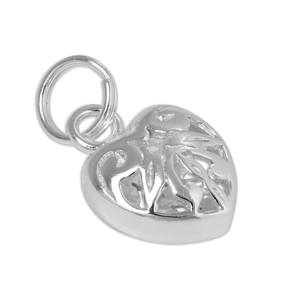 Sterling Silver Open Puffed Heart Charm