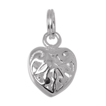 Sterling Silver Open Puffed Heart Charm