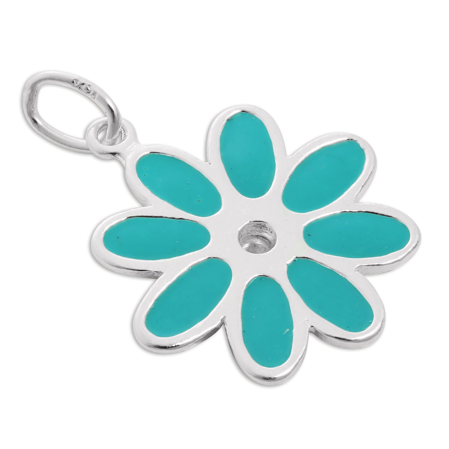 Sterling Silver & Turquoise Enamel Flower Charms