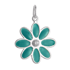 Sterling Silver & Turquoise Enamel Flower Charms