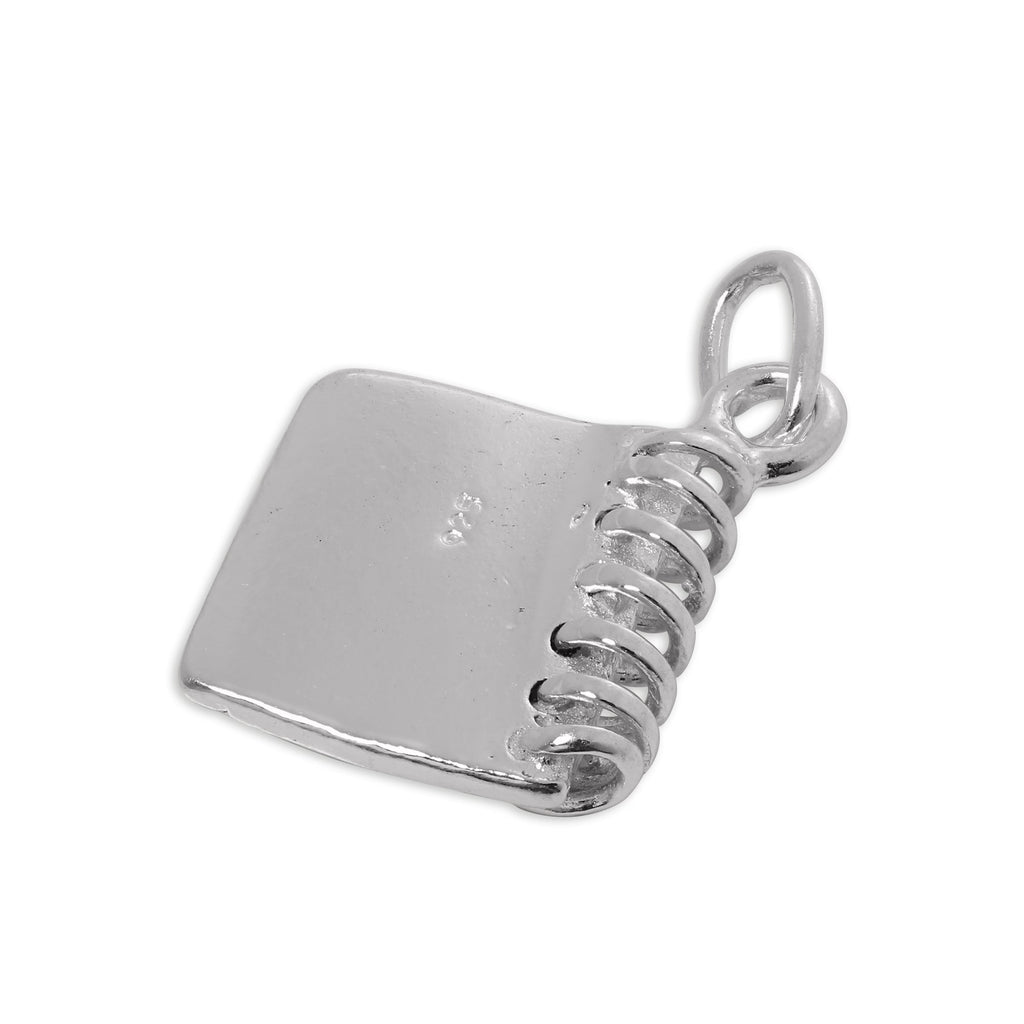 Sterling Silver & Green Enamel Note Book Charm