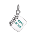 Sterling Silver & Green Enamel Note Book Charm