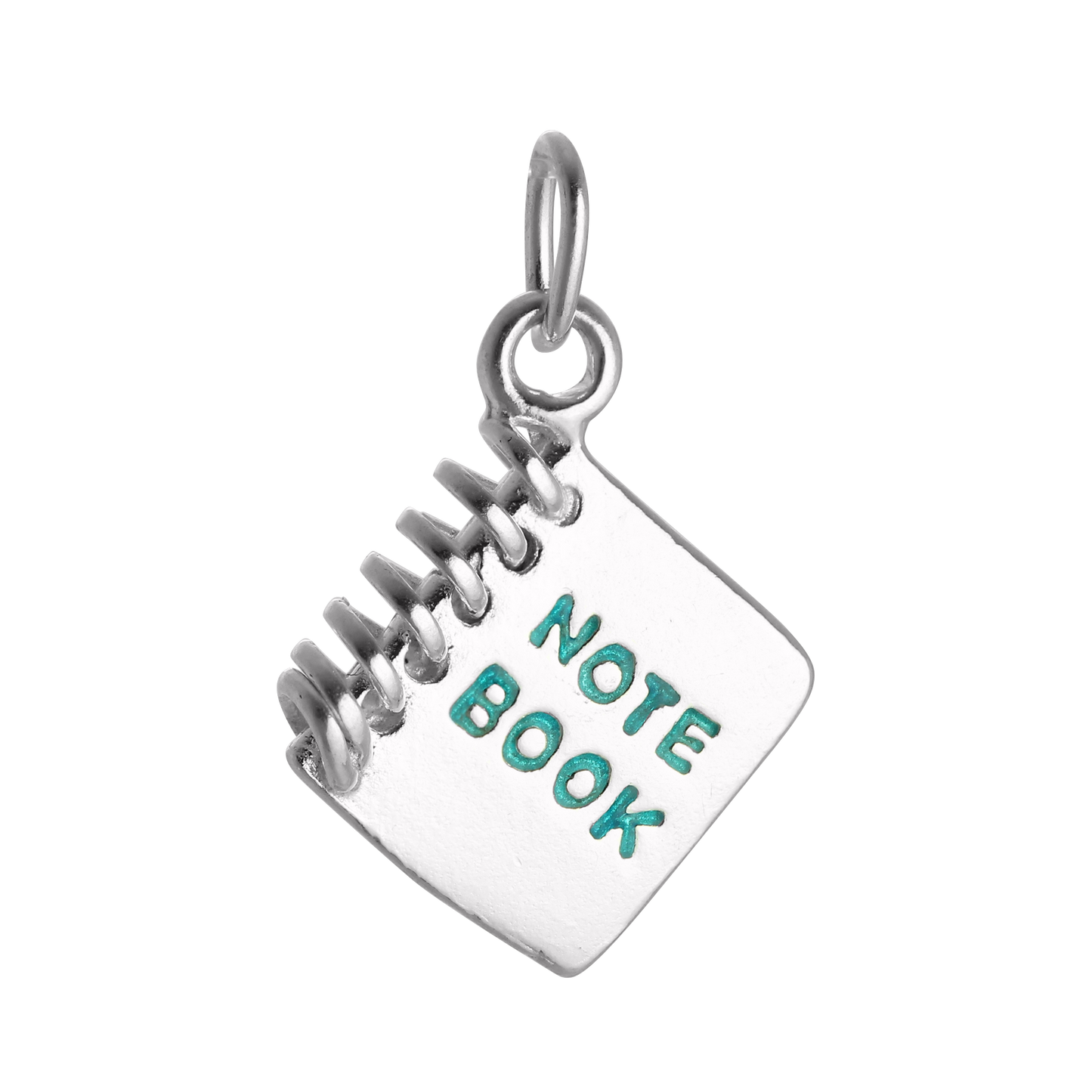 Sterling Silver & Green Enamel Note Book Charm