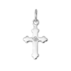 Tiny Sterling Silver Gothic Cross Charm with Single CZ Crystal