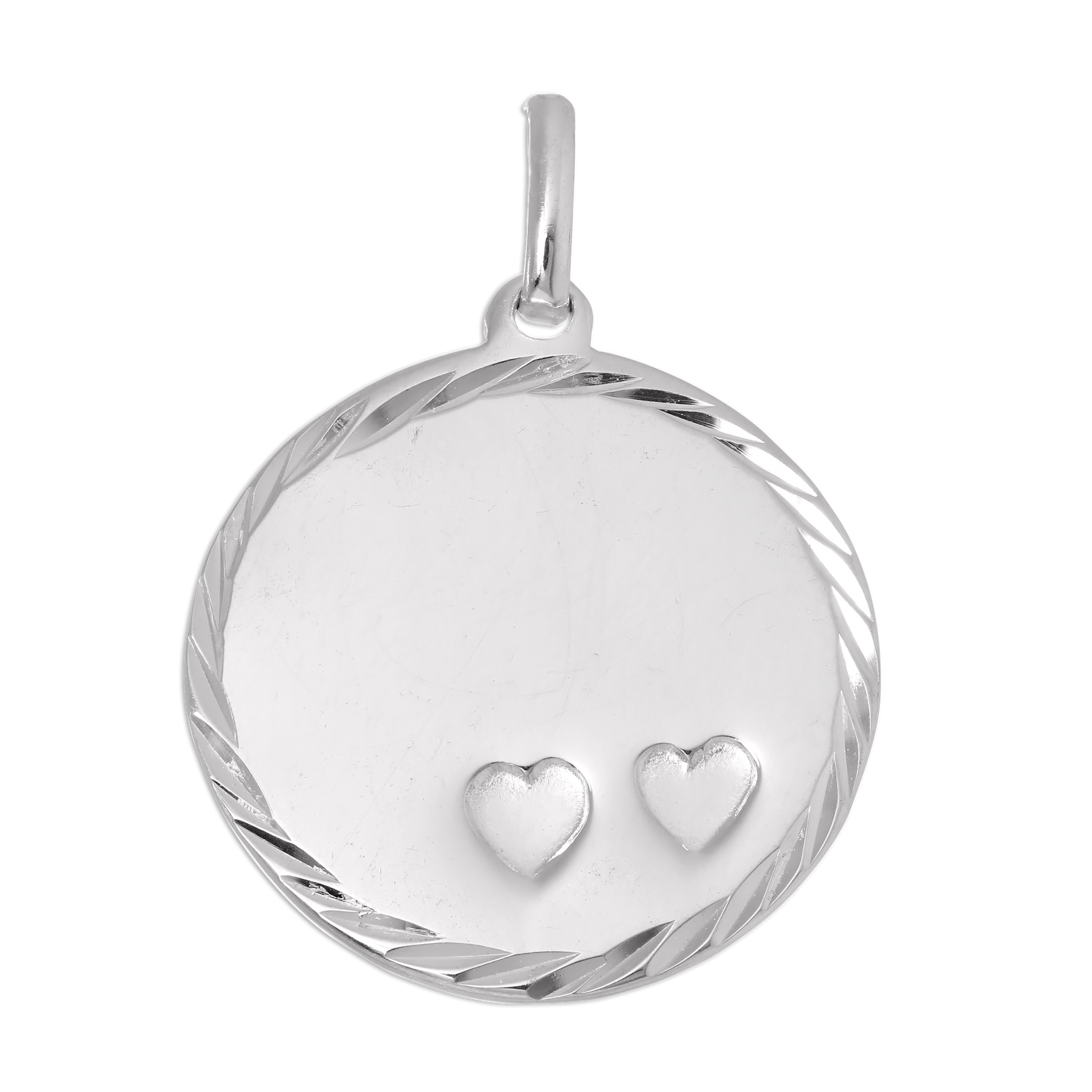 Heavy Sterling Silver Engravable Tag with Two Hearts