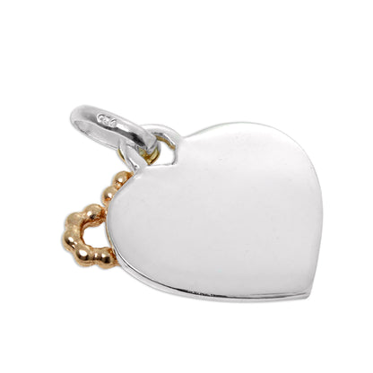 Sterling Silver Love You Heart Tag with Rose Open Heart