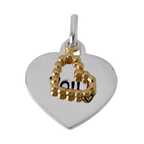 Sterling Silver Love You Heart Tag with Rose Open Heart