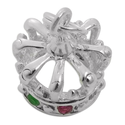 Sterling Silver & CZ Crystal Royal Crown Charm