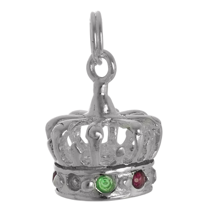 Sterling Silver & CZ Crystal Royal Crown Charm