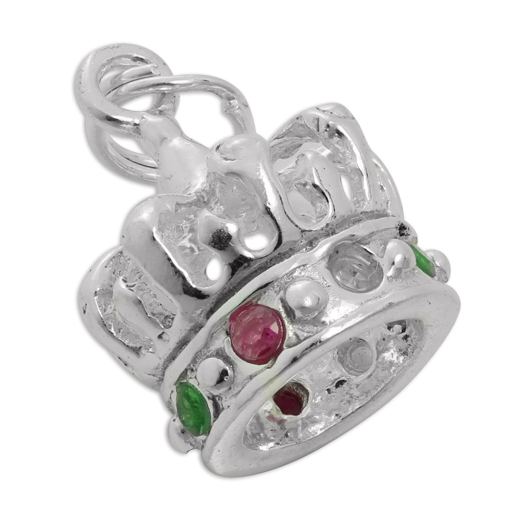 Sterling Silver & CZ Crystal Royal Crown Charm