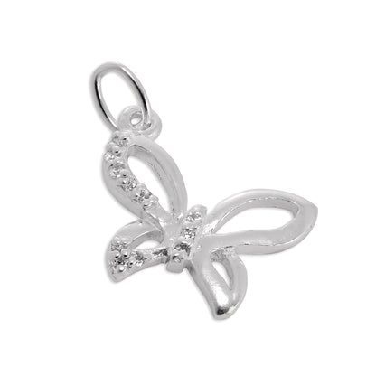 Sterling Silver & CZ Crystal Open Butterfly Charm