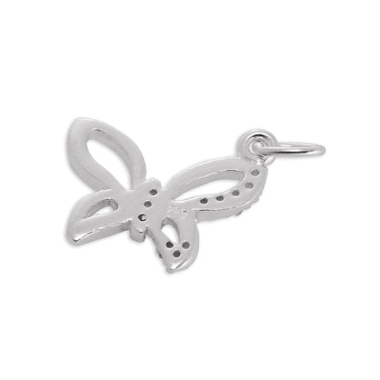 Sterling Silver & CZ Crystal Open Butterfly Charm