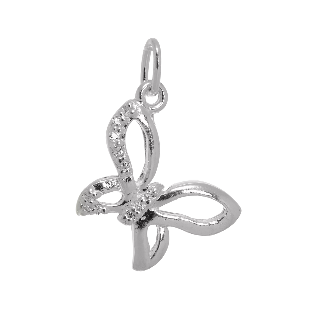 Sterling Silver & CZ Crystal Open Butterfly Charm