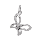 Sterling Silver & CZ Crystal Open Butterfly Charm
