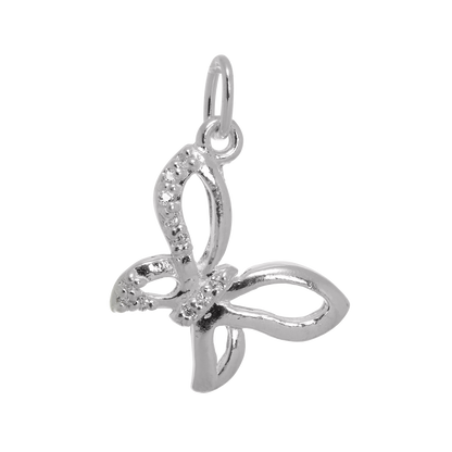 Sterling Silver & CZ Crystal Open Butterfly Charm