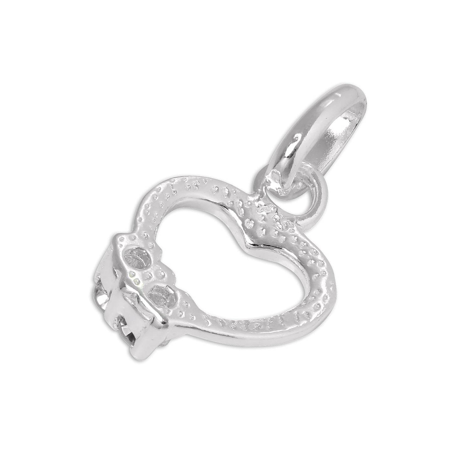 Sterling Silver & CZ Crystal Open Heart Charm